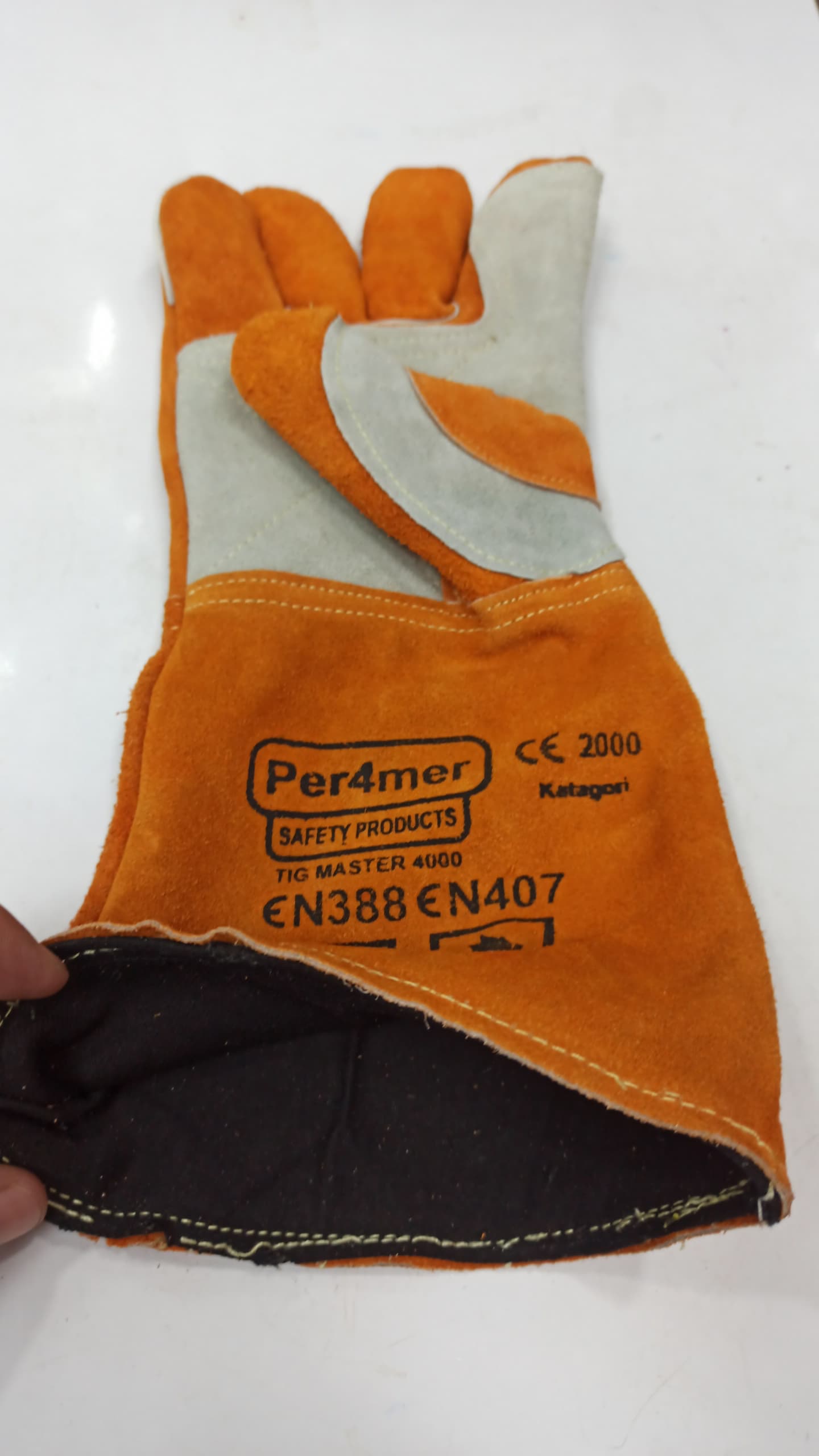 دستکش جوشکاری ساق بلند طرح آلمانی درجه یک با نخ کولار