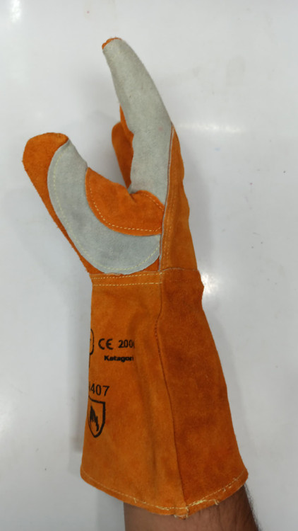 دستکش جوشکاری ساق بلند طرح آلمانی درجه یک با نخ کولار